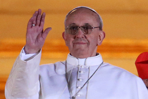 Pope Francis I waves at a congregation