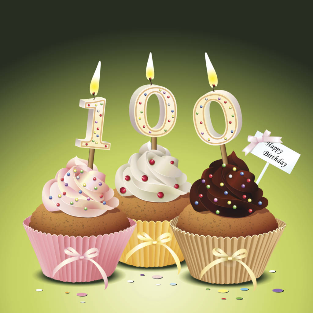 celebrating 100 years old, cupcake 100