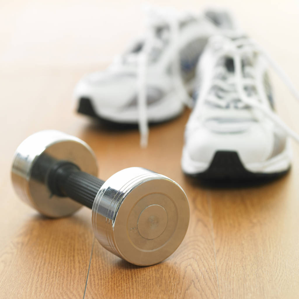exercise, ejercicio, shoes and dumbbell