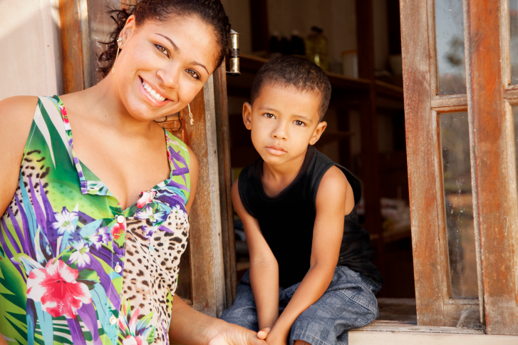 hispanic woman and her son