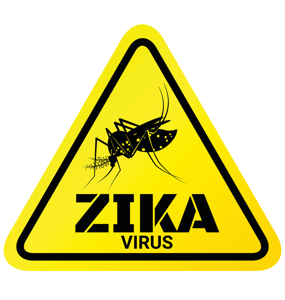 Warning sign of Zika virus with Mosquito for protection.