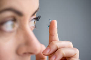 woman with contact lenses