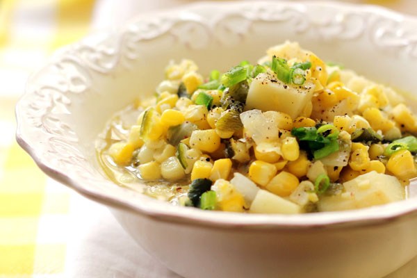 corn chowder with poblano peppers