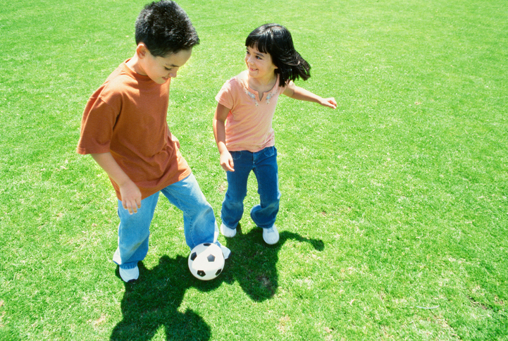 children playing soccer