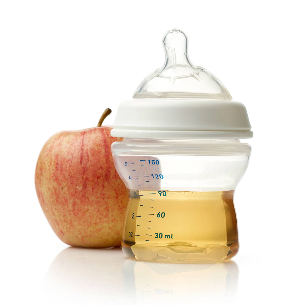 apple juice and baby bottle