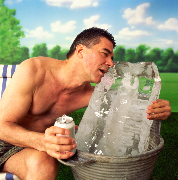 man licking ice